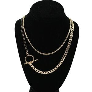 PALM SPRINGS @ NIGHT - 18K GOLD PLAQUETTE DOUBLE NOIR LINK JUMBO CLASP